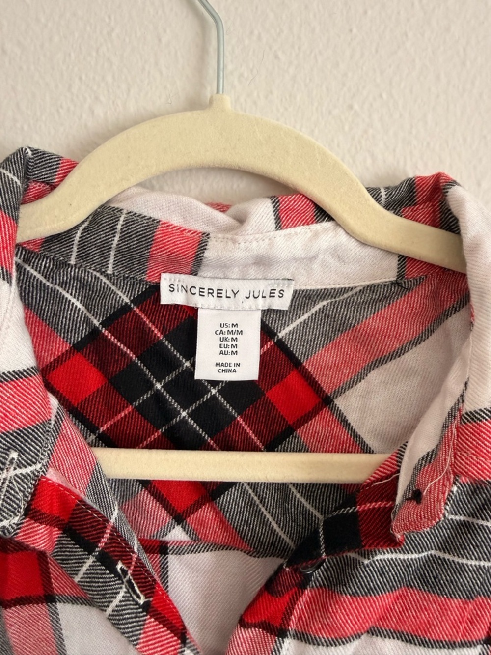 Sincerely Jules Red, White & Gray Plaid Button-Down Shirt - Picture 2 of 3